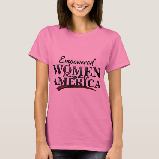 権限を持つ女性、強いアメリカTシャツ Tシャツ (正面)