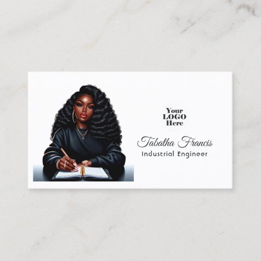 権限アフロブラックウーマンボスデザイン 名刺 (正面)