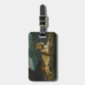 横たわっている雌ジシc.1855 (パネルの油) ラゲッジタグ (正面縦)