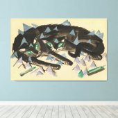 横たわる2匹の黒猫 キャンバスプリント (インサイチュ (ウッドフロア))