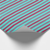 横のあずき色およびティール（緑がかった色）は縞で飾ります ラッピングペーパー (角)