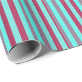 横のあずき色およびティール（緑がかった色）は縞で飾ります ラッピングペーパー (ロールコーナー)