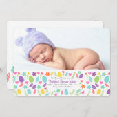 横のイースター旗の写真の誕生の発表 シーズンカード (正面/裏面)