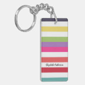 横のガーリーな虹は広く名前と縞で飾ります キーホルダー (正面左)