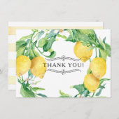 横のレモン花柄は注意します柑橘類の芸術に感謝していしています ノートカード (正面/裏面)
