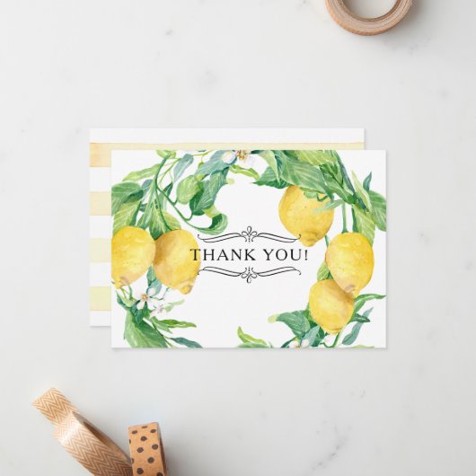 横のレモン花柄は注意します柑橘類の芸術に感謝していしています ノートカード (正面/裏面インサイチュ)