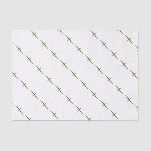 横の十字のイエス・キリスト金ゴールド 薄葉紙 (正面)