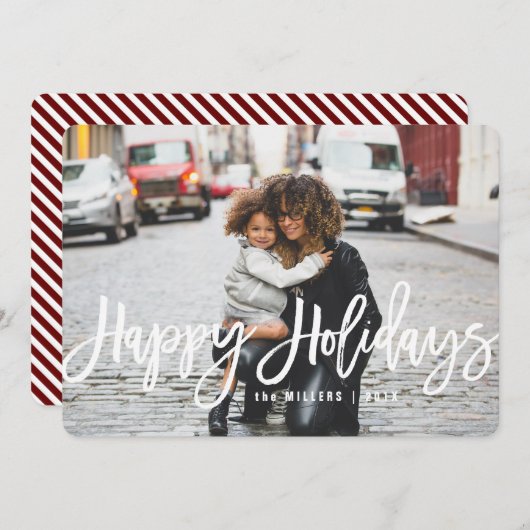 横の幸せな休日の写真カード シーズンカード (正面/裏面)