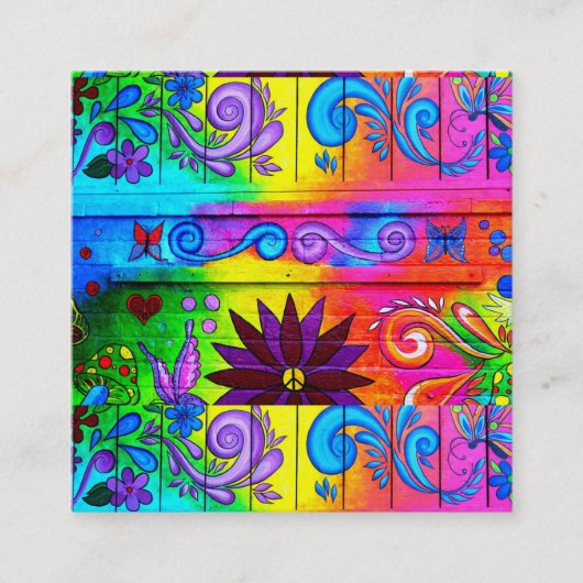 横の情報通の野生の素晴しい70年代色 スクエア名刺 (正面)