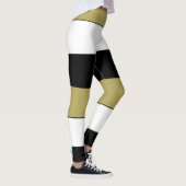 横エレガント線ストライプ金ゴールド白 レギンス (右)