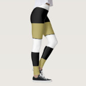 横エレガント線ストライプ金ゴールド白 レギンス (右)