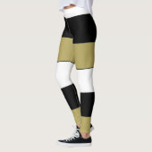 横エレガント線ストライプ金ゴールド白 レギンス (左)