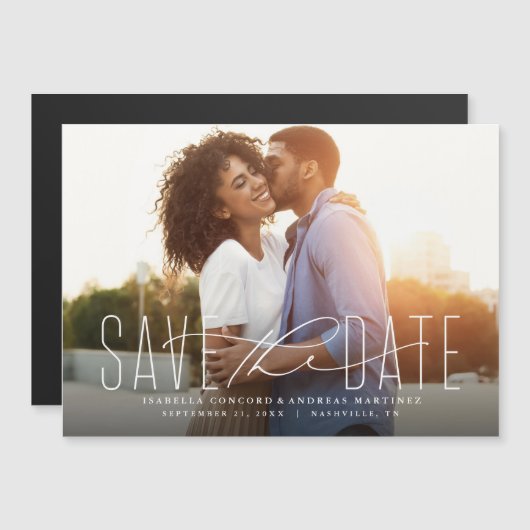 横クラシック写真磁石の日付を保存 (正面/裏面)