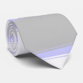 横ストライプのな白い銀およびタマキビ ネクタイ (ロール)