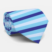 横ストライプネイビー青とターコイズ ネクタイ (ロール)