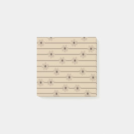 横ストライプ ブラウンカーキ フラワー Y2K パターン ポストイット