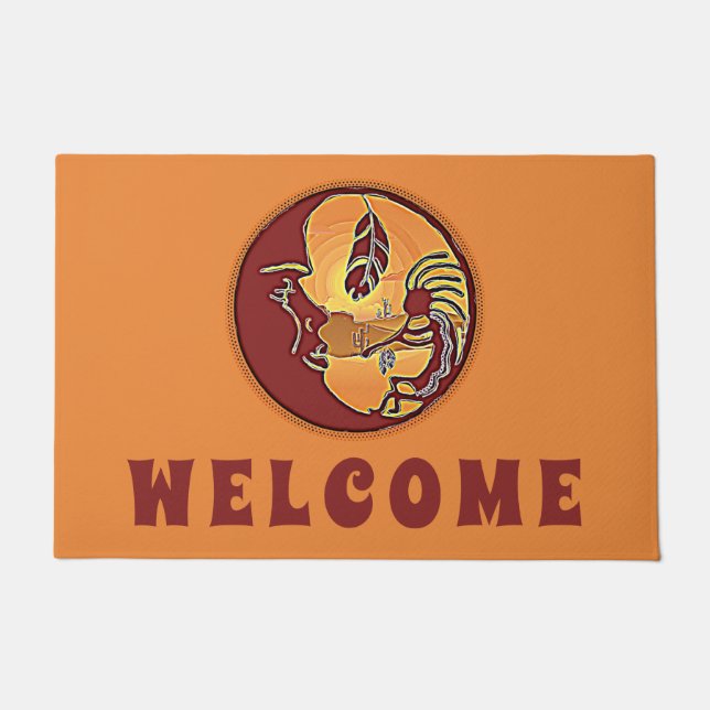 横ボタン – ココペリムーンフェザー1 ドアマット (正面)