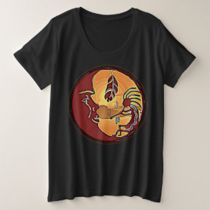 横ボタン – ココペリムーンフェザー1 プラスサイズTシャツ