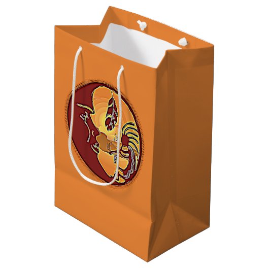 横ボタン – ココペリムーンフェザー1 ミディアムペーパーバッグ (正面アングル)