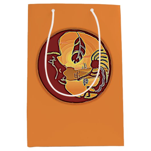 横ボタン – ココペリムーンフェザー1 ミディアムペーパーバッグ (正面)