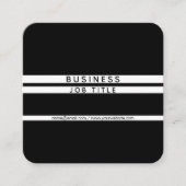 横モダンストライプミニマル白黒 スクエア名刺 (正面)