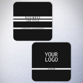 横モダンストライプミニマル白黒 スクエア名刺