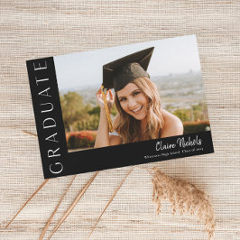 横モダン写真卒業 招待状