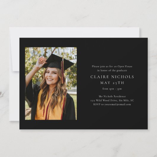 横モダン写真卒業 招待状 (裏面)