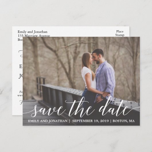 横写真日付はがき、写真を保存 ポストカード (正面/裏面)