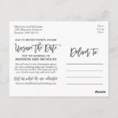 横写真結婚の日付はがきの保存を解除 ポストカード (裏面)