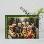 横向きの写真 - メリークリスマス スクリプト ゴールド 箔シーズンカード (立ち正面)