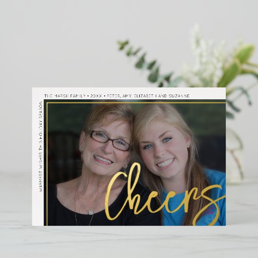 横向きフォトグリーンシェブロン巨大スクリプト応援 箔シーズンカード (立ち正面)