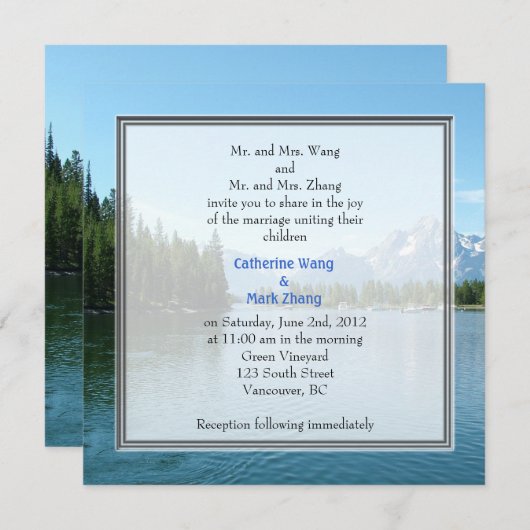 横向きフォト結婚式招待状。グランドテトン 招待状 (正面/裏面)