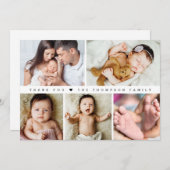 横向きベビーガールフォトコラージシャワー サンキューカード (正面/裏面)