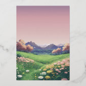 横向きワイルドフラワー結婚ズ 箔招待状 (裏面)