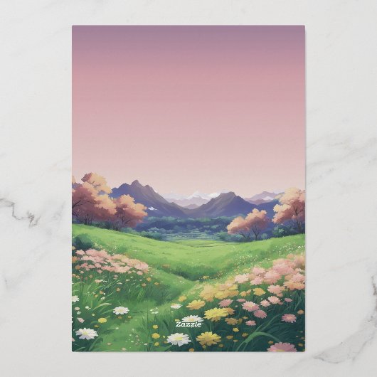 横向きワイルドフラワー結婚ズ 箔招待状 (裏面)