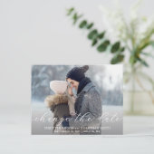 横向き写真結婚の日付はがきの変更 ポストカード (スタンド正面)