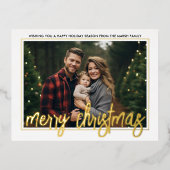 横向き写真 – 大きなメリークリスマススクリプト –  箔シーズンポストカード (正面)