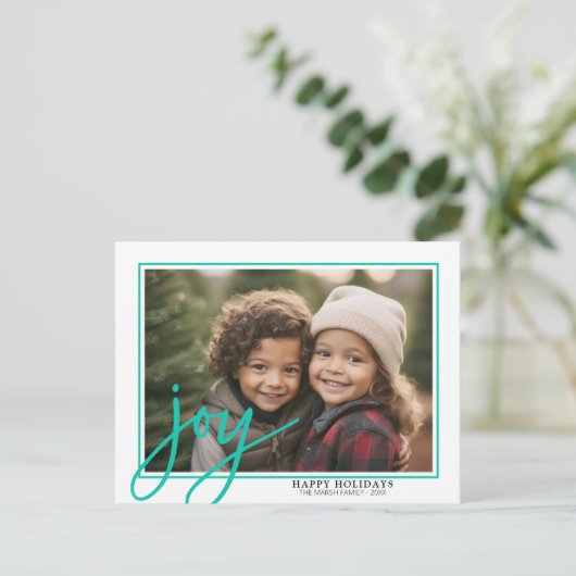 横向き写真 – 大きなJoyスクリプト白縁ど- シーズンポストカード (スタンド正面)