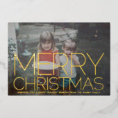 横向き写真 – 緑の格子縞 – Merry Christmas 箔シーズンカード (正面)