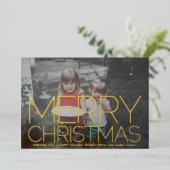 横向き写真 – 緑の格子縞 – Merry Christmas 箔シーズンカード (立ち正面)