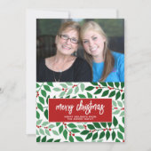 横向き写真 – Merry Christmas Botanical Red シーズンカード (正面)