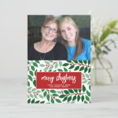横向き写真 – Merry Christmas Botanical Red シーズンカード (スタンド正面)