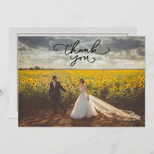 横向き写結婚真 サンキューカード (正面/裏面)