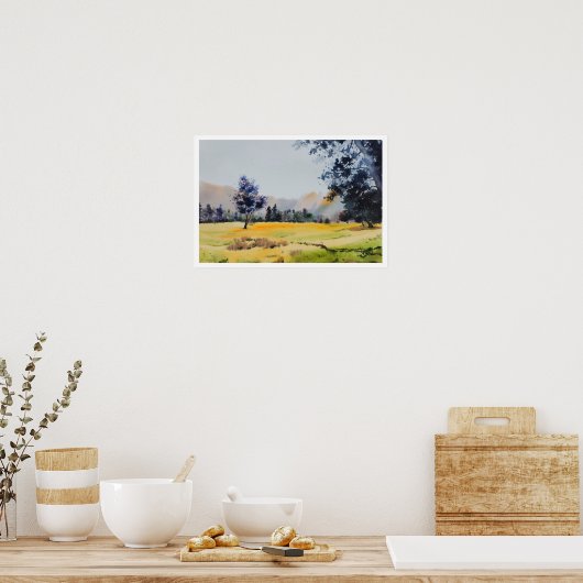 横向き水絵を描色 ポスター (キッチン)