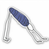 横向き犬の下にヨガを練習するスティックスフィギュア シール (正面)