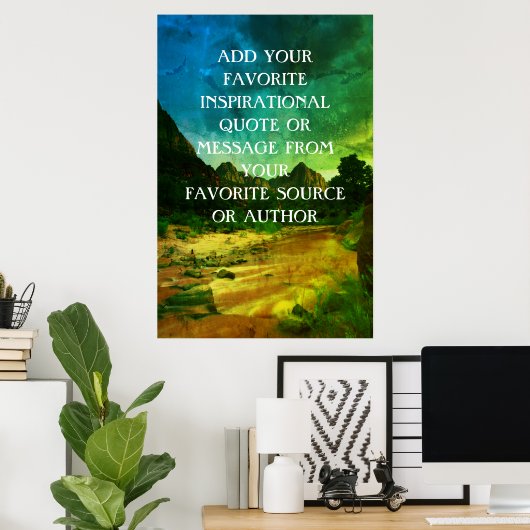 横向き背景を使用した引用文の作成 ポスター (ホームオフィス)