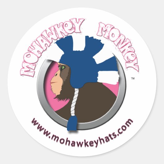 横向きMohawkey Monkeyシール ラウンドシール (正面)