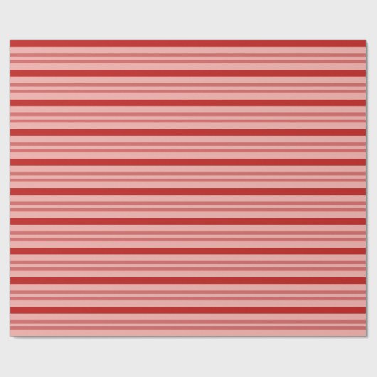 横向エレガントき赤とピンクのキャンディーキュストライプー ラッピングペーパー (フラット)