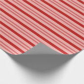 横向エレガントき赤とピンクのキャンディーキュストライプー ラッピングペーパー (角)